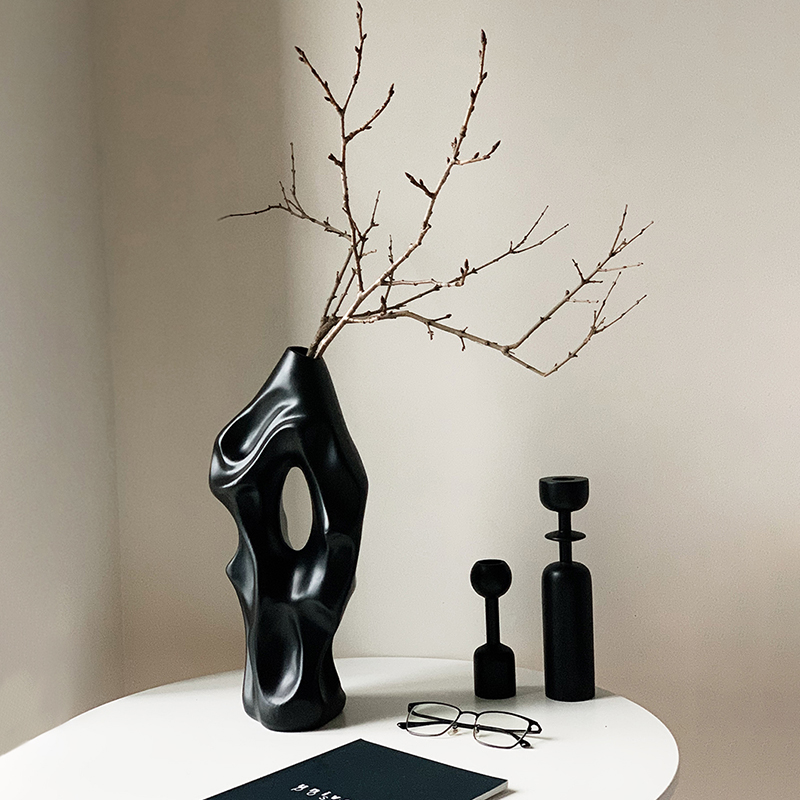 Homeside 侘寂雕塑花瓶北欧ins宅寂风抽象艺术陶瓷花器摆件道具
