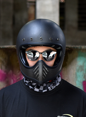汤普森  碳纤维头盔  复古巡航头盔 MOTO3经典款3C认证摩托车头盔