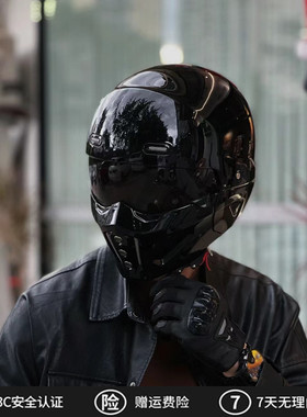 新国标3C加大码战士组合蝎子头盔复古摩托巡航机车头盔轻便全盔夏