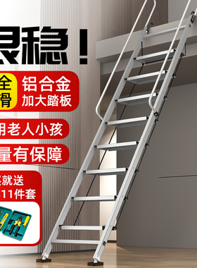 艾登美阁楼梯子室内外家用铝合金折叠梯移动伸缩房梯多功能工程梯