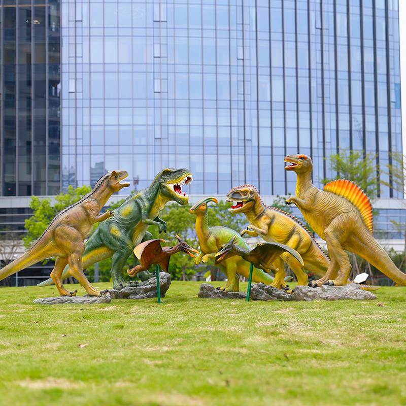 大型仿真园林恐龙雕塑游乐园广场美陈户外玻璃钢动物落地模型摆件