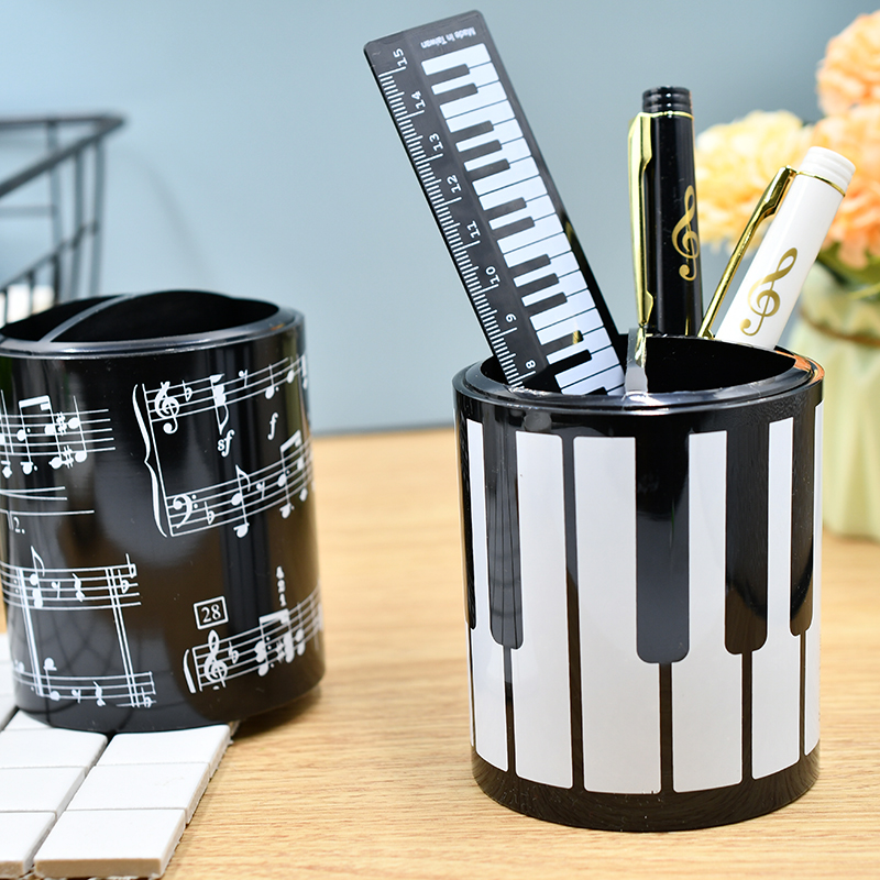 音符黑白琴键图案钢琴键盘笔筒学生音乐会礼品纪念品小笔桶台湾