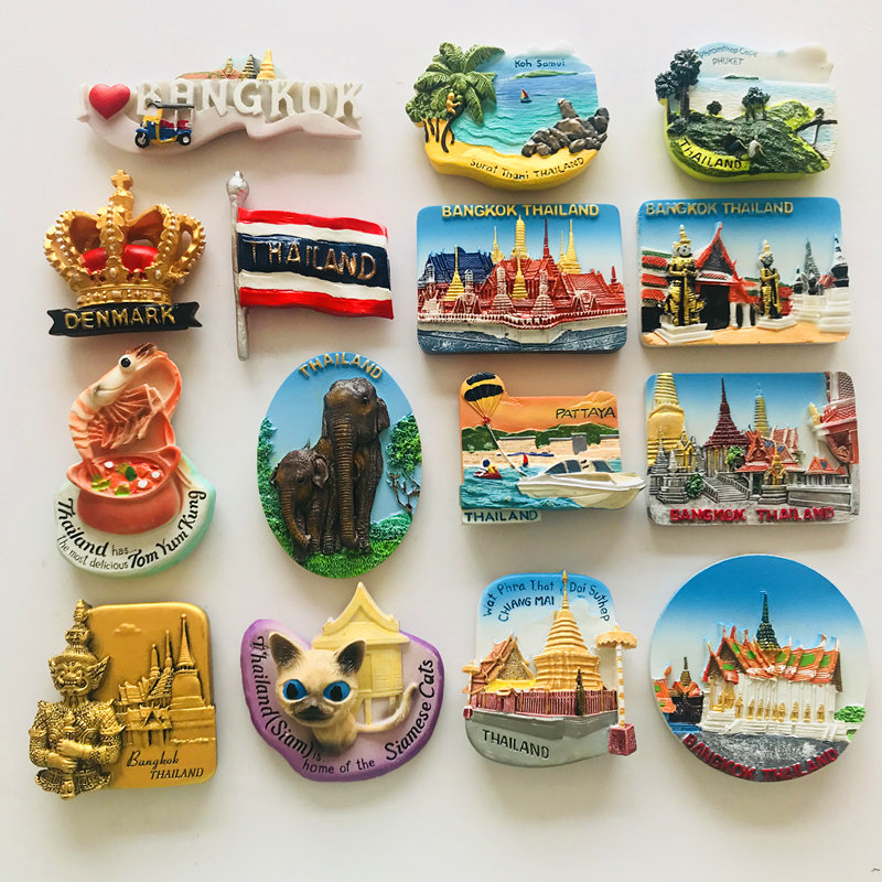 泰国冰箱贴3d立体旅游纪念品一套曼谷普吉岛玉佛寺大皇宫创意收藏