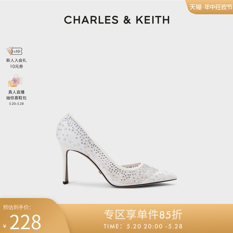CHARLES&KEITH春夏女鞋SL1-60920050女士尖头细高跟鞋单鞋婚鞋女