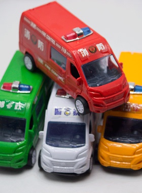 三开门惯性救护车玩具仿真邮政车消防车中型面包车男孩小汽车玩具