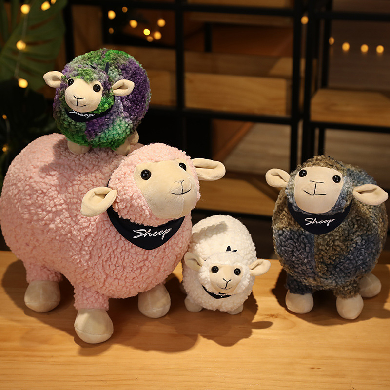 摇滚羊公仔毛绒玩具可爱小绵羊情侣围巾小羊玩偶儿童节生日礼物女