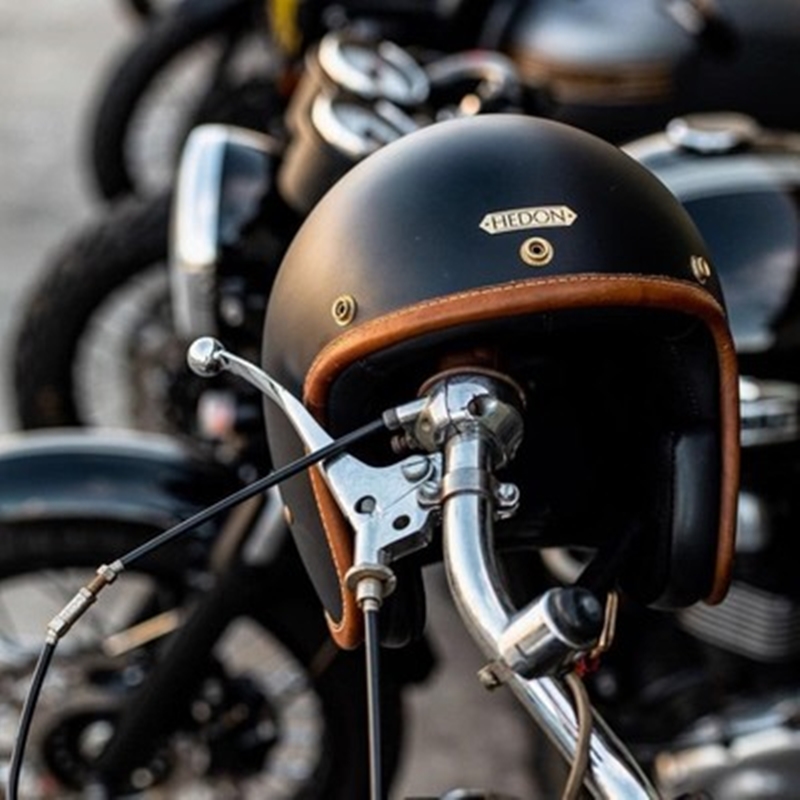英国HEDON黑豆复古碳纤维头盔男女通勤踏板摩托车哈雷凯旋3/4半盔