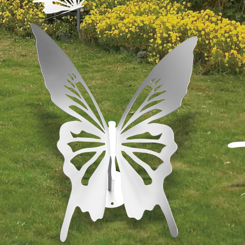 户外不锈钢蝴蝶抽象仿真镜面雕塑庭院草坪园林造景装饰品