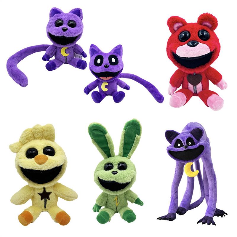 跨境新品smiling critters恐怖微笑动物系列公仔紫色猫毛绒玩具