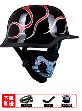 3C认证摩托车头盔复古轻量化骑行夏天巡航踏板机车男夏季透气瓢盔