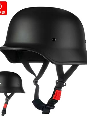 3C认证大兵头盔硬汉半盔摩托车机车个性复古德国瓢盔电动车安全帽