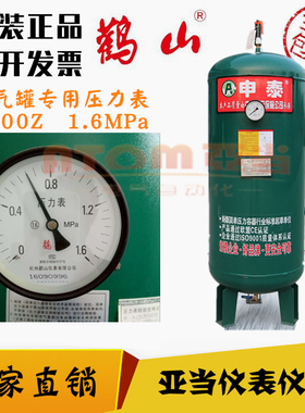 杭州鹤山Y100Z压力表轴向申江龙储气罐气压YN100Z耐震鹳山1.6mpa