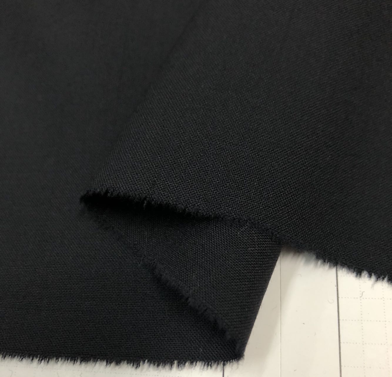 进口亚光纯黑色弹力精纺羊毛西装西裤服装布料面料