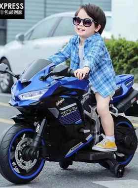 新款儿童电动摩托车6一12川崎h2可坐5岁以上机车越野充电两轮摩托