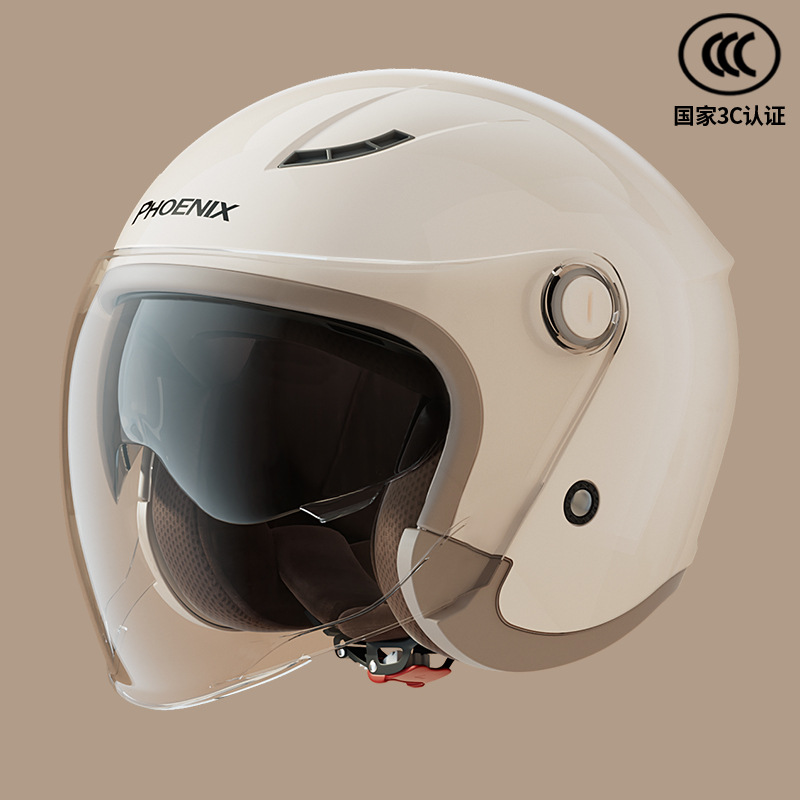 凤凰3C认证男女双镜片电动车头盔成人电瓶摩托车安全帽秋冬保暖盔