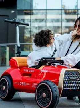 亲子款儿童电动车四轮婴儿小汽车可坐大人宝宝遥控玩具车a.