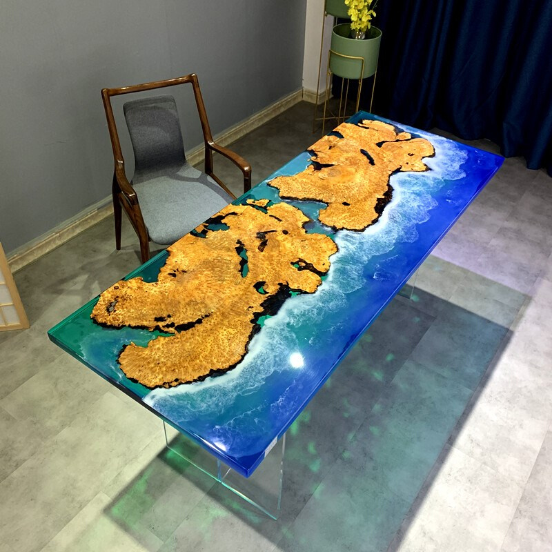 南美胡桃木环氧树脂实木大板原木茶桌河流桌茶台1米8创意个性清仓