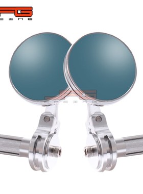 直销适用摩托车改装后视镜CwNC倒车辅助镜通用手把镜蓝玻璃反光镜
