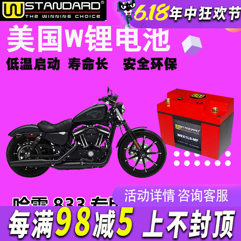 美国W-STANDARD 摩托车锂电池 宝马/哈雷883/R1200/N/R/GS/RT电瓶