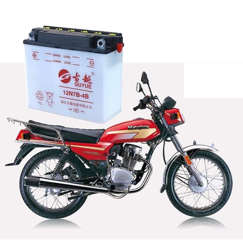 古越水蓄电池12v9a免维护踏板干电池125摩托车电瓶12V7AH助力-正
