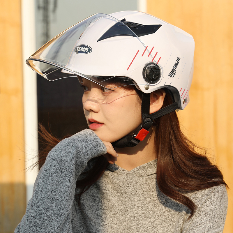 野马3C认证电动摩托车头盔女夏款男士夏季防晒半盔骑行成人安全帽