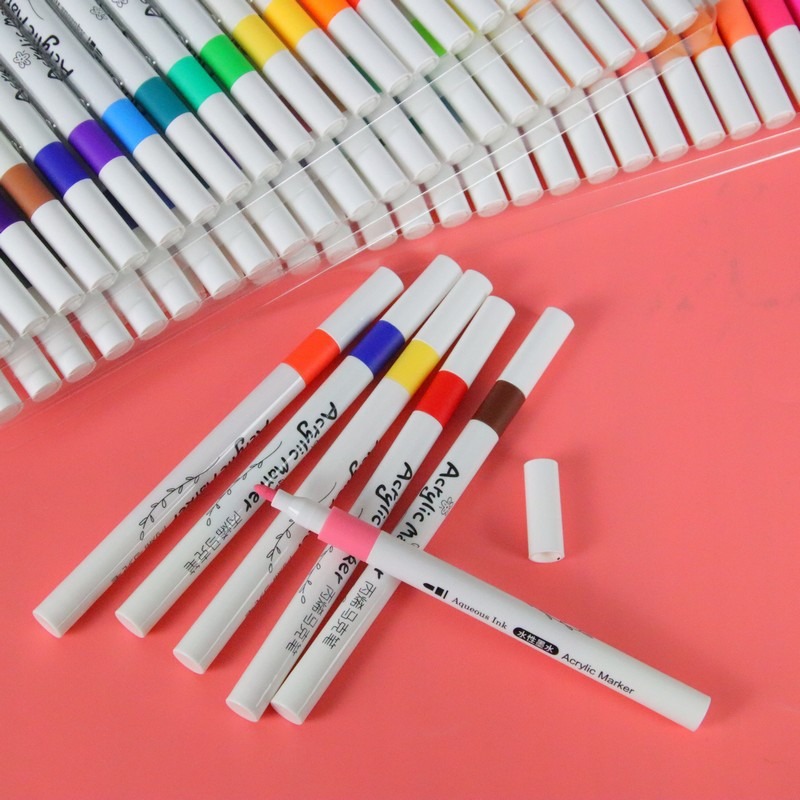 丙烯马克笔可叠色不透色儿童小学生美术画室专用水彩笔记号笔画笔