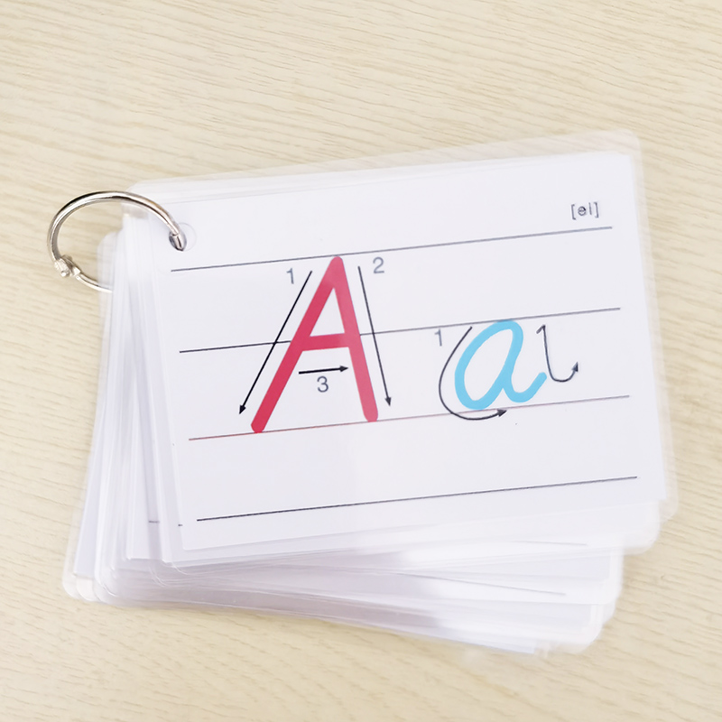 人教小学26个英语字母卡片大小写英文拼读笔划顺手写体塑封教具