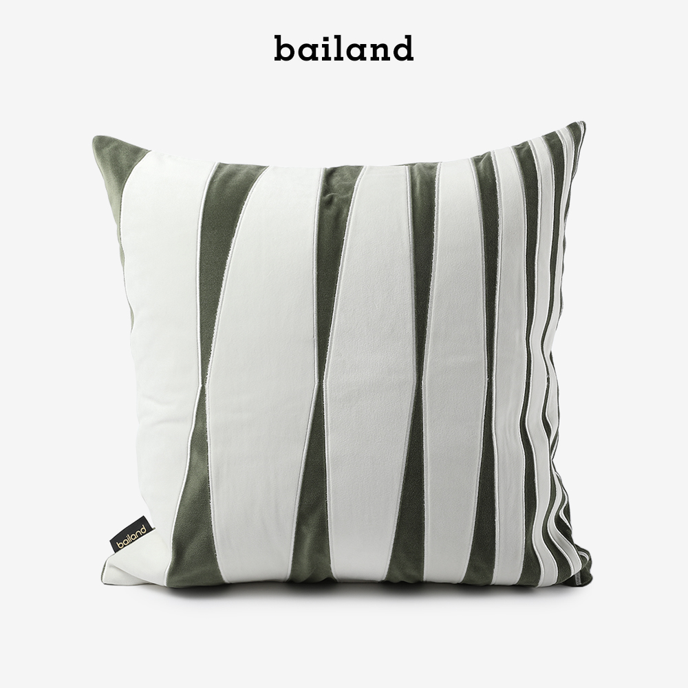 bailand现代简约几何图形橄榄绿抱枕轻奢样板间卧室客厅沙靠垫套