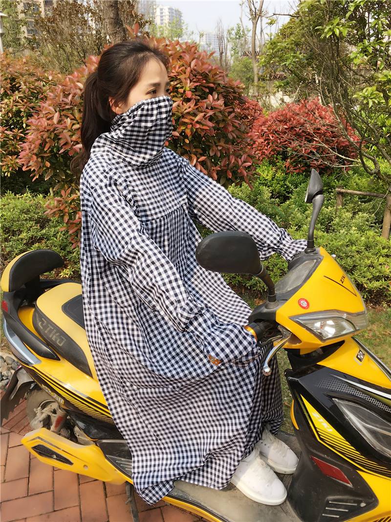 学骑车电动摩托车防晒挡风衣被女长袖长款防紫外线遮阳衣开衫一体