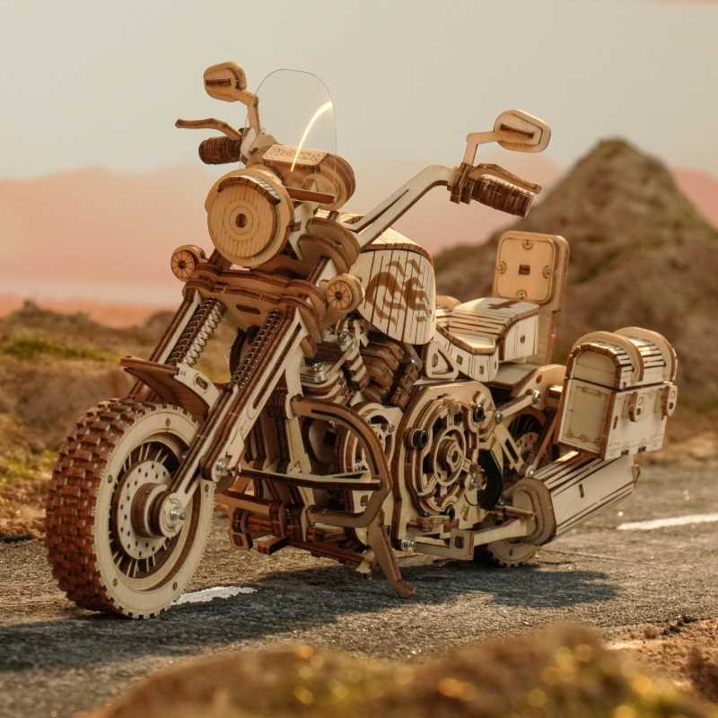 高档稀奇物「这很机车」若客巡航摩托车木质拼装模型立体拼图男生