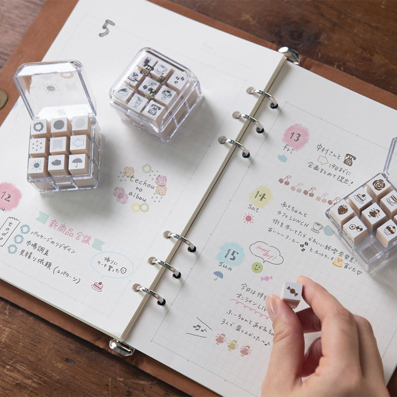 日本Beverly手账迷你印章行程图标动物文房具红茶日程计划