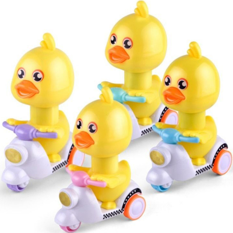 抖音网红爆款按压小鸭子回力玩具车摩托车地摊玩具儿童卡通玩具