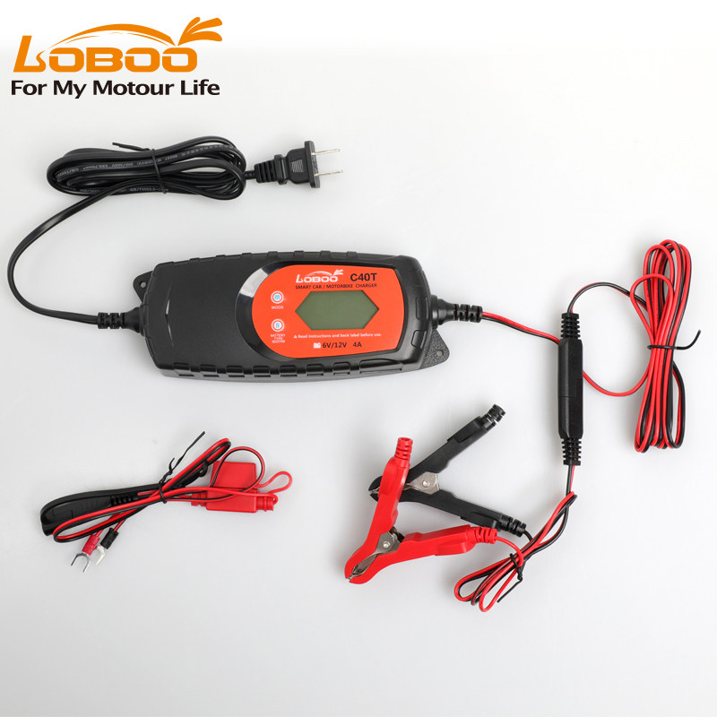 LOBOO萝卜摩托车电瓶充电器通用12v锂电池铅酸蓄电池全自动智能6V