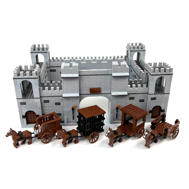 古城城堡大型场景运输马车拼装组装小颗粒积木moc零配件兼容乐高