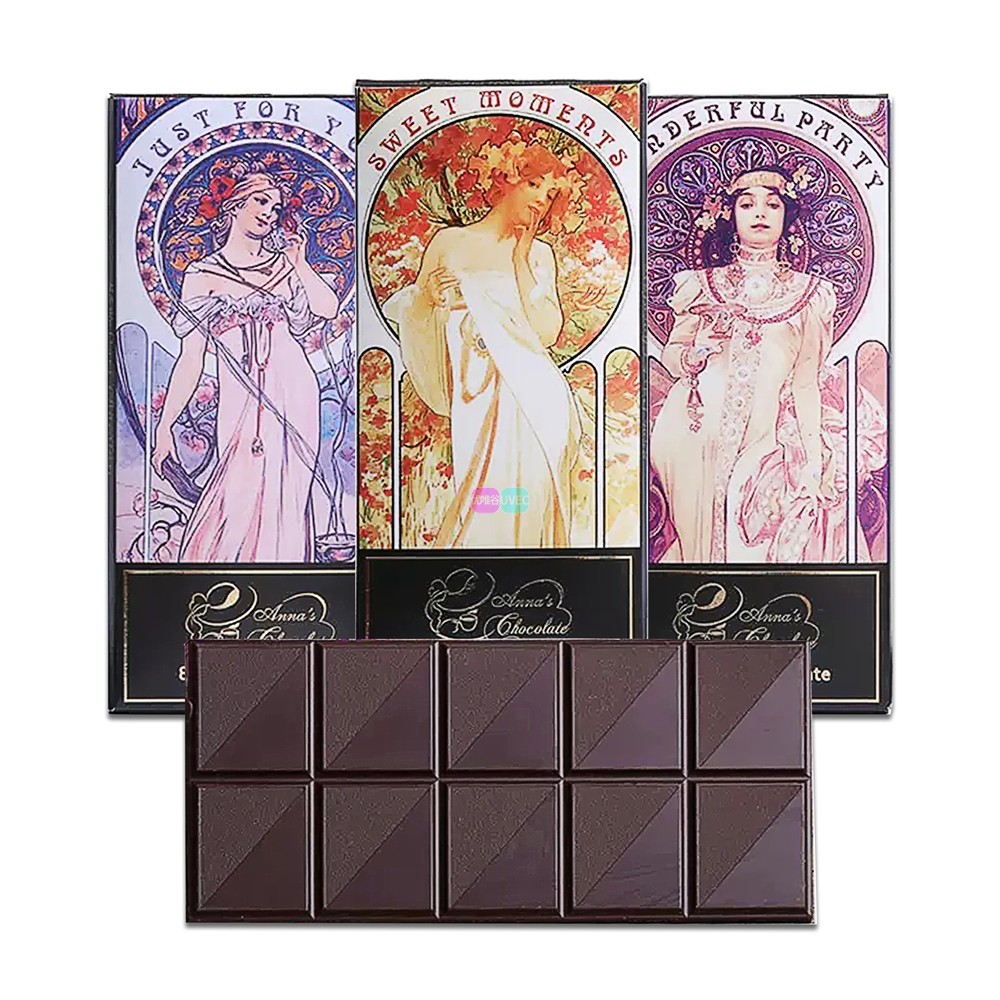 德国原装进口零食安娜85黑巧克力纯可可脂欧洲名画盒装排块砖100g