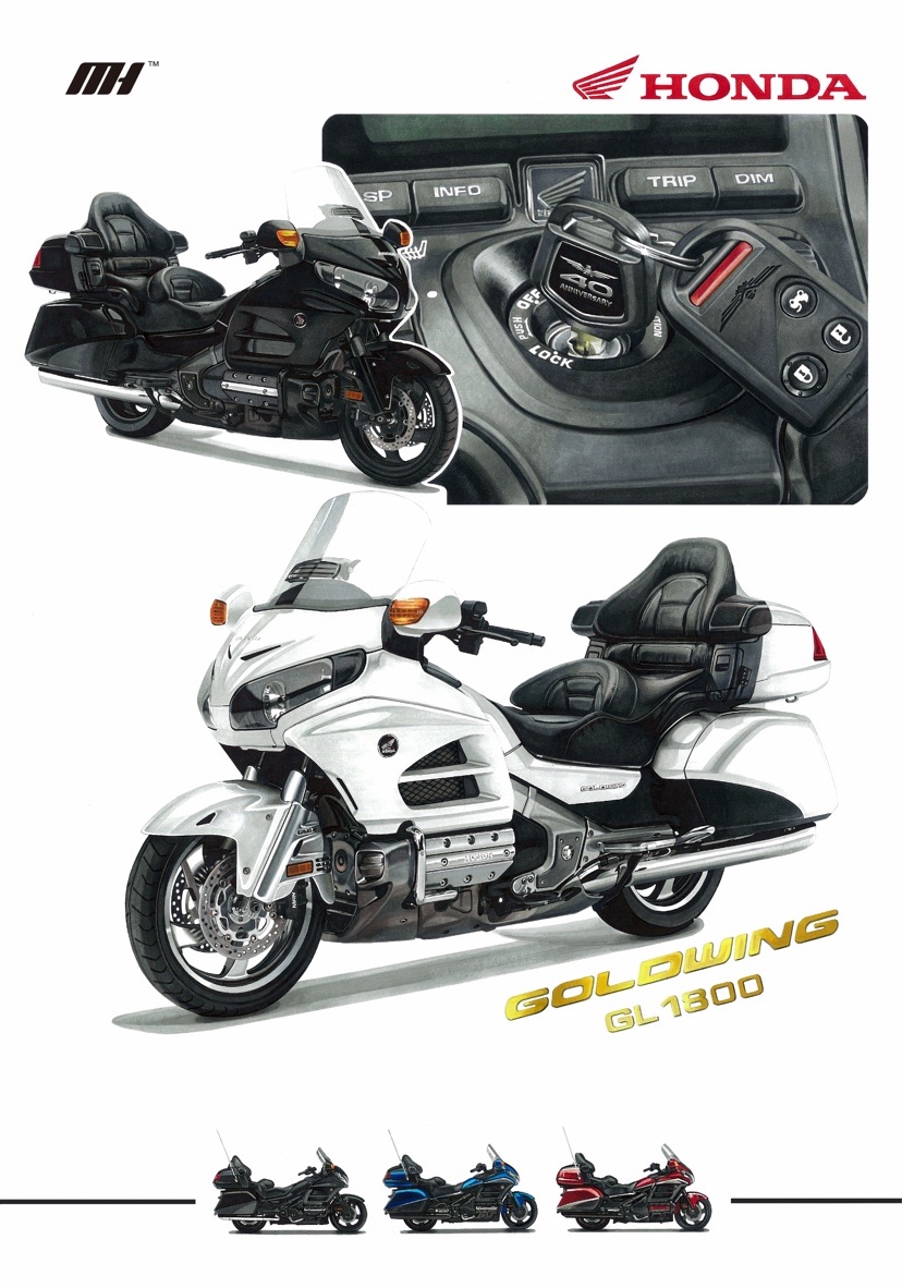 MotorHelix 1:6 金翼GL1800摩托车模型 树脂限量版
