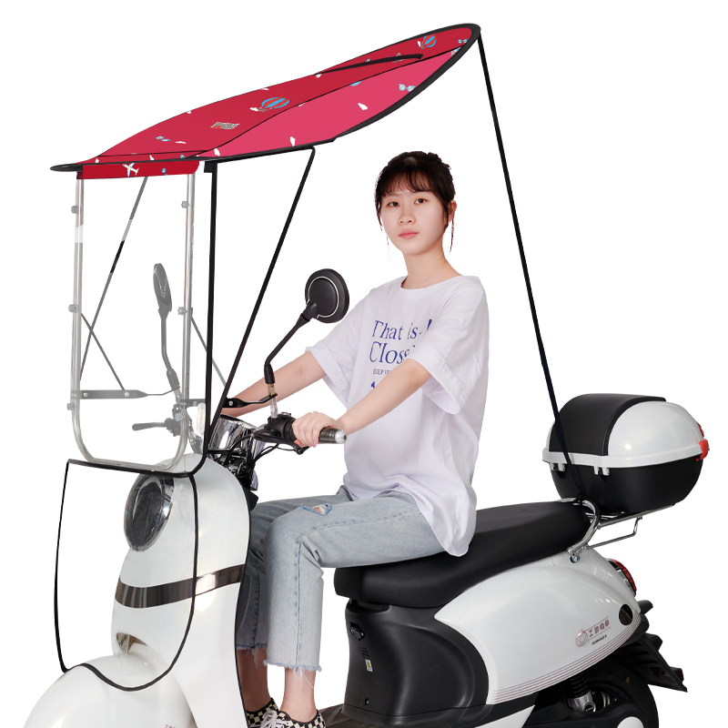 电动车雨棚篷可收缩o折叠新款摩托车风罩小型7字棚雨伞防晒遮阳伞