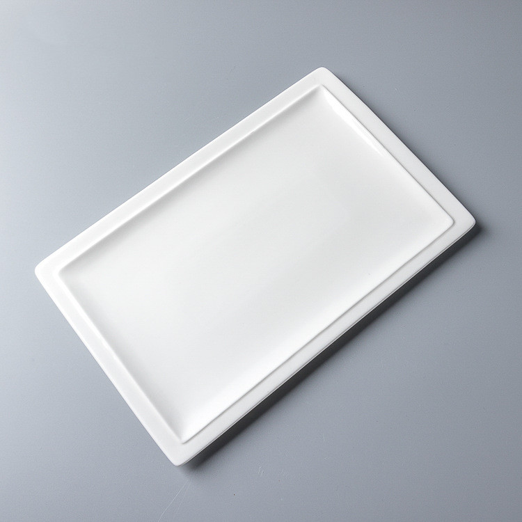 简约托盘陶瓷长方形盘子烘焙西餐盘子寿司摆盘牛排盘茶盘酒店餐具