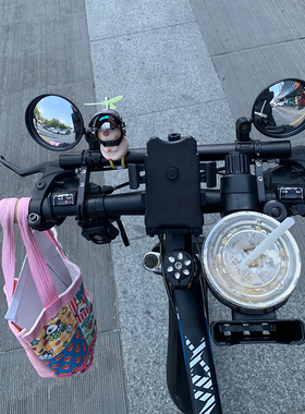 自行电动后视镜小圆镜山地摩托车反光镜三轮车倒车镜通用装饰配件