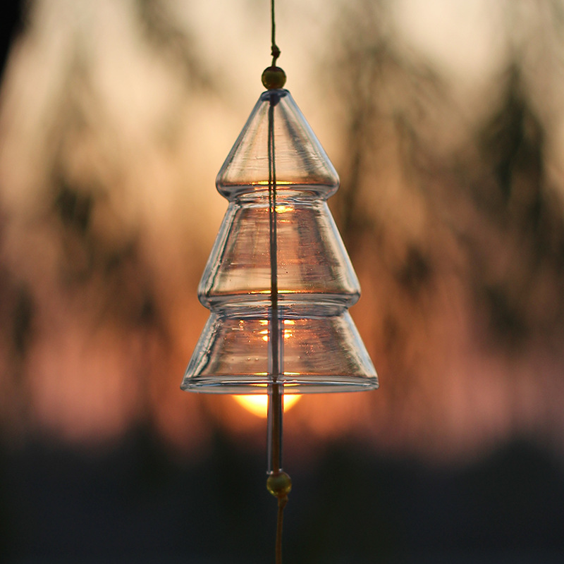 日式卡通风铃透明玻璃风铃彩绘风铃 节假日用景区室内户外挂饰
