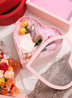 520母亲节水果礼盒插花盒花束鲜花爱心包装盒心形圆形空盒子透明