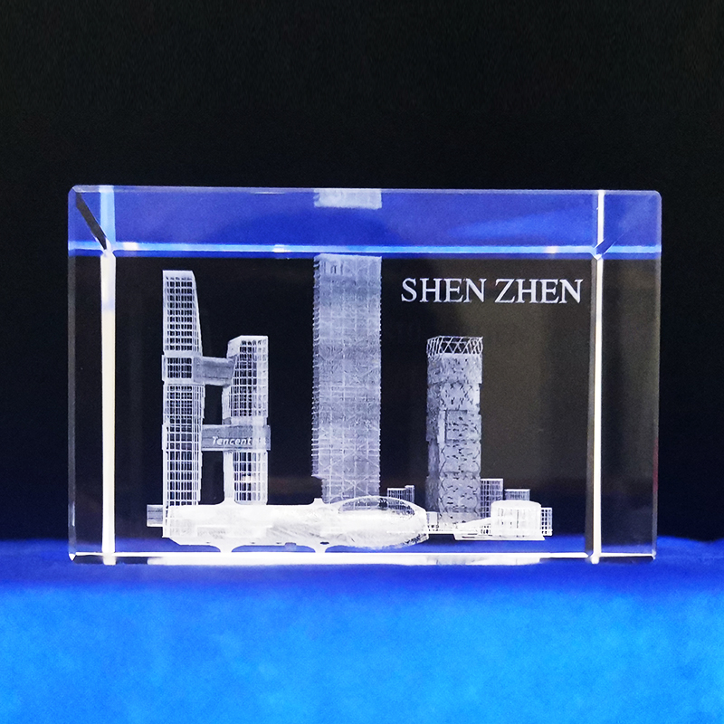 深圳建筑水晶3D楼模摆件南山腾讯滨海大厦春茧创意定制旅游纪念品