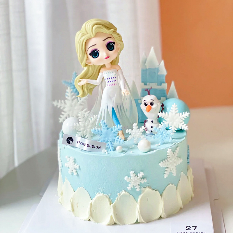 四代艾莎公主蛋糕主题装饰摆件冰雪公主雪宝雪花宝宝周岁生日烘焙