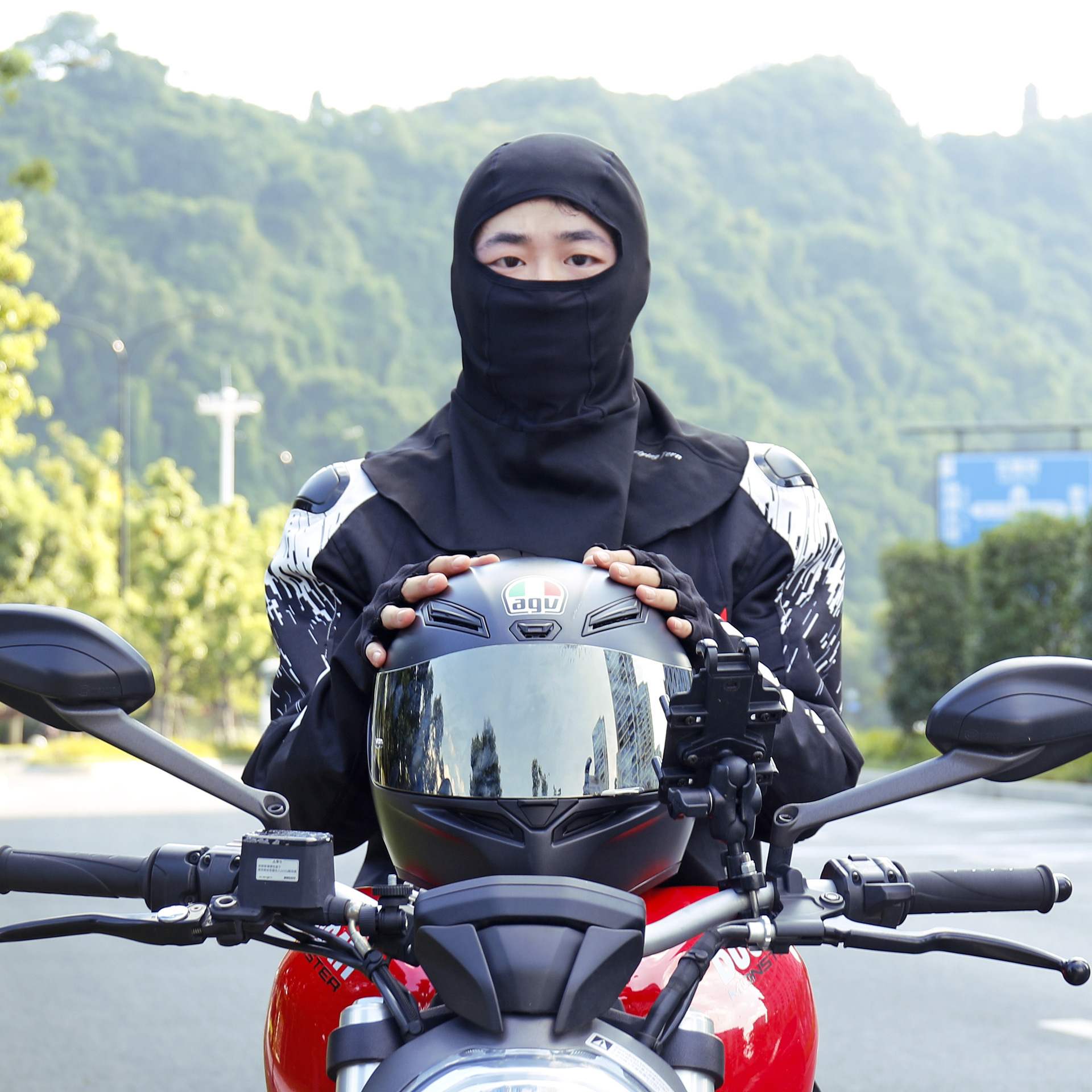 时尚冬季薄绒保暖头盔内头套摩托车面罩机车骑行全脸男女防紫外线