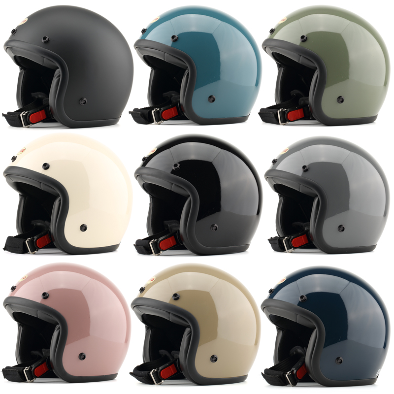 台湾EVO精装黑边纯色复古安全帽摩托车成人头盔卡通男女保暖3/4盔