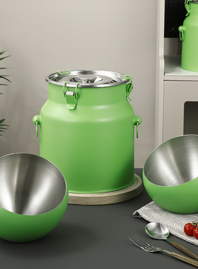 酸奶桶定制颜色LOGO不锈钢密封桶茶叶罐加厚牛奶桶油桶酸奶水果捞