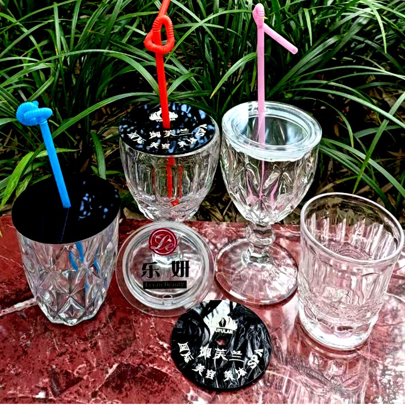 防尘杯盖定制LOGO店名玻璃杯盖子多种尺寸可选美发店客人喝水盖子