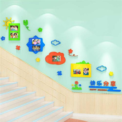 幼儿园楼梯墙面装饰环境布置家园共育栏走廊楼梯教室文化主题墙贴