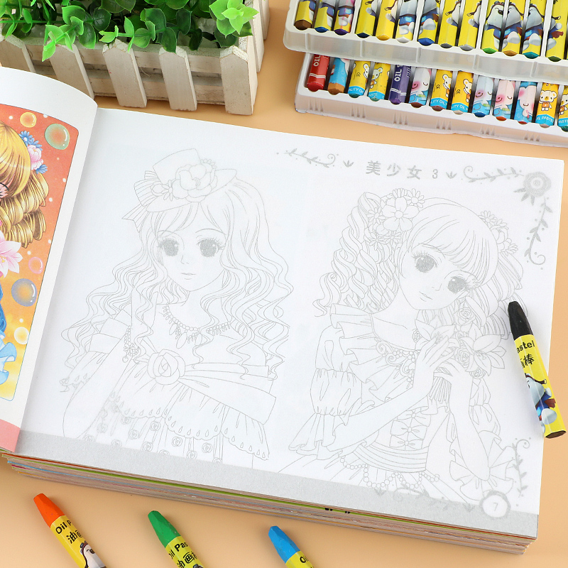 儿童临摹描画本3-8岁公主蒙纸学画画幼儿园宝宝简笔画描印图涂色