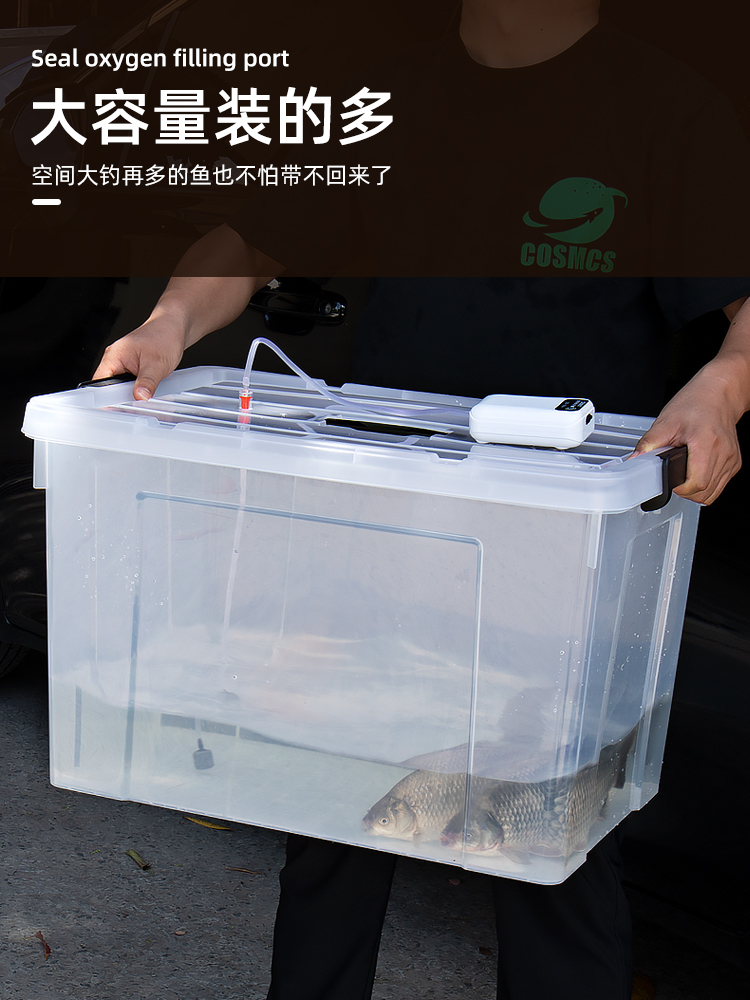 户外钓鱼箱活鱼桶加厚透明大容量储水活鱼增氧便捷塑料迷你装鱼桶